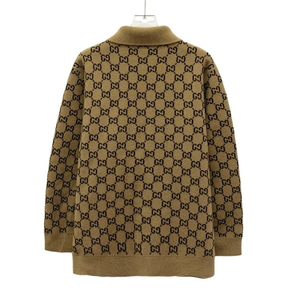 Gucci Brown logo jacquard full-print wool cardigan - Picture 2 of 7